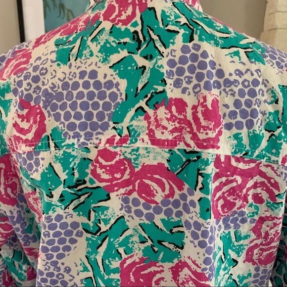 Vintage Multicolor Graphic Button Down Shirt 80s 90s SIze Medium - Picture 6 of 12